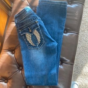 Miss me size 28 angel wings in pocket inseam 30”